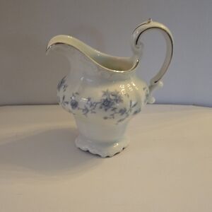 White and Blue Serveware Set with Intricate Botanical Designs, From The 1950s.